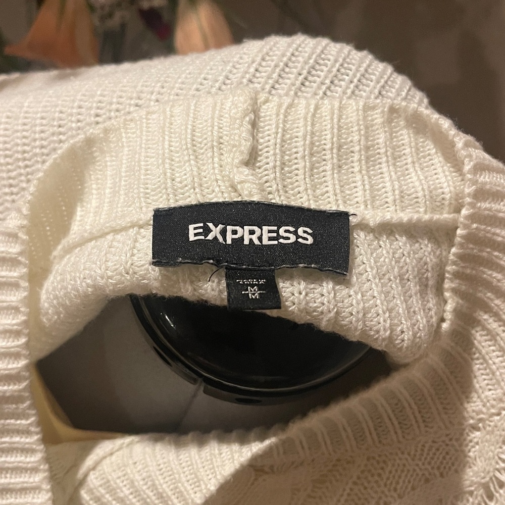 Express Ivory Ruffled Knit Sweater - Picture 5 of 5
